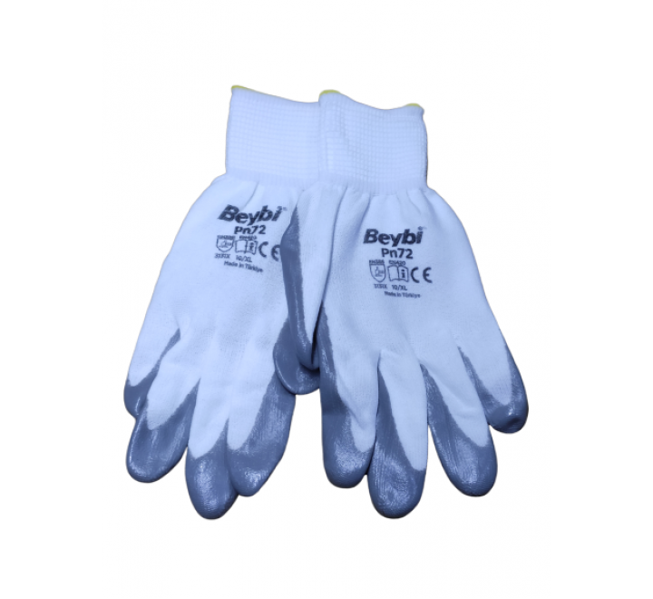 BEYBİ PN810 Kalın Örgü Astarlı Nitril Eldiven Gri
