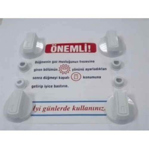 Fırın Düğme Üniversal - 4 Lü - Set - Beyaz